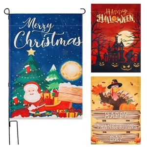 12"x 18" Holiday Garden Flag Set (3 Pack) NWT
